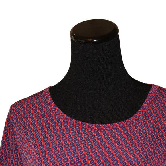 LuLaRoe Julia T-Shirt Dress Red Blue and Geometrics Size M, NWT's - Picture 4 of 8